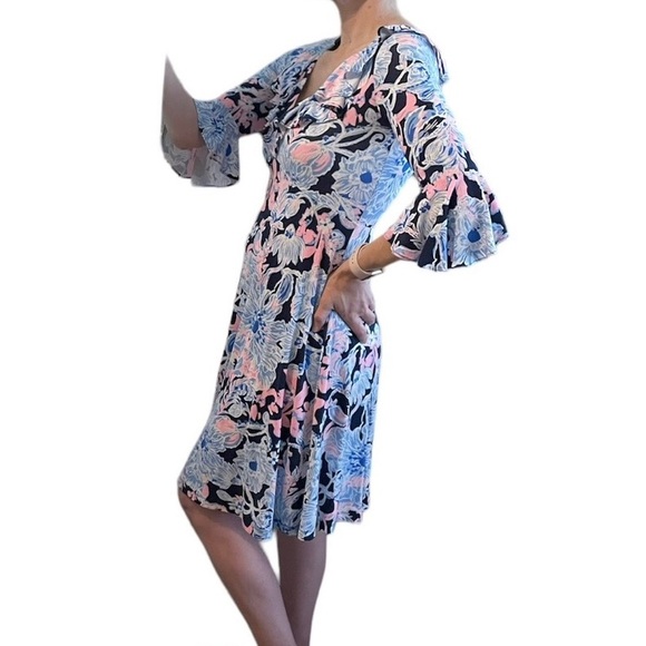 Lilly Pulitzer Stirling Ruffle Dress in Bright Navy Amore Please - Picture 15 of 16